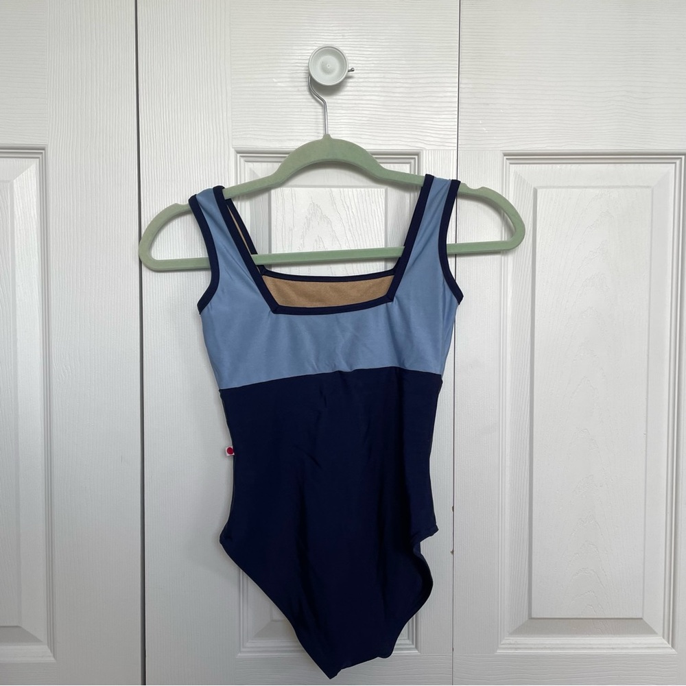 Two-Tone Blue Yumiko Ballet Leotard - Picture 2 of 2